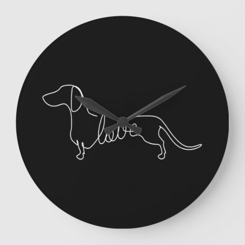 Dachshund Chiweenie Wiener Dog Love Art Sketch Large Clock