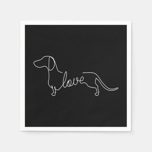 Dachshund Chiweenie Wiener Dog Love Art Sketch Napkins