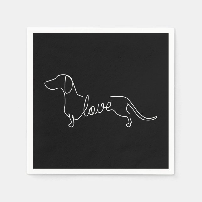 Dachshund Chiweenie Wiener Dog Love Art Sketch Napkins (Front)