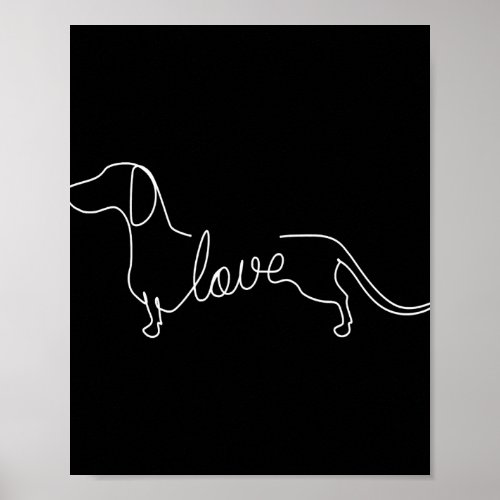 Dachshund Chiweenie Wiener Dog Love Art Sketch Poster