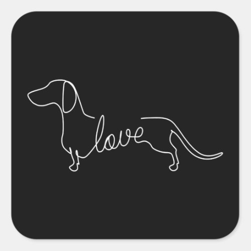 Dachshund Chiweenie Wiener Dog Love Art Sketch Square Sticker