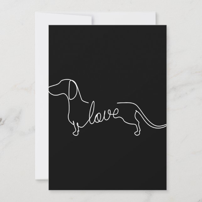 Dachshund Chiweenie Wiener Dog Love Art Sketch Thank You Card (Front)