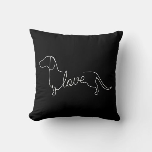 Dachshund Chiweenie Wiener Dog Love Art Sketch Throw Pillow