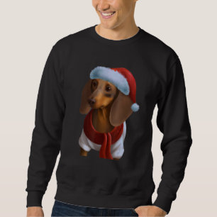 Dachshund Chiweenie Wiener Dog Santa Claus Hat Chr Sweatshirt