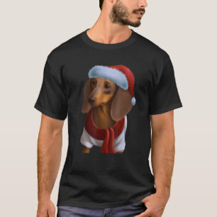 Dachshund Chiweenie Wiener Dog Santa Claus Hat Chr T-Shirt