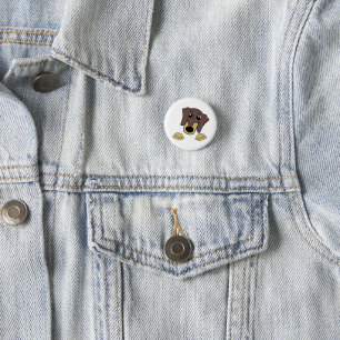 dachshund chocolate and tan peeking cartoon button