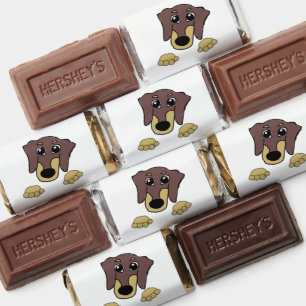 dachshund chocolate and tan peeking cartoon hershey's miniatures