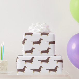 dachshund chocolate and tan silhouette wrapping paper