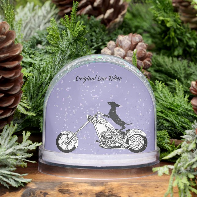 Dachshund Chopper Motorcycle Rider Snow Globe (Winter)