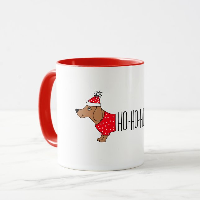 Dachshund Christmas 11 oz Two-Tone Mug (Front Left)