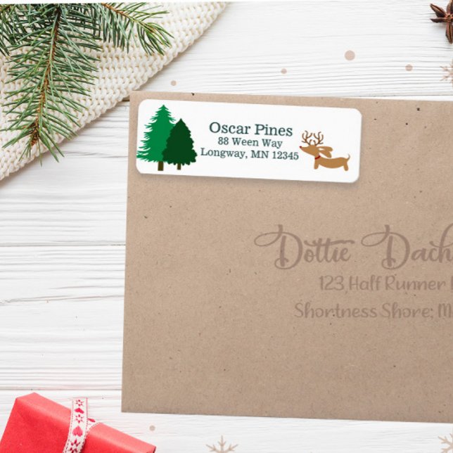 Dachshund Christmas Address Labels Weendeer (Dachshund forest trees return address labels)