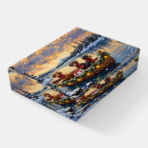 Dachshund Christmas Boat Holiday Paperweight