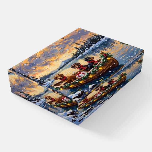Dachshund Christmas Boat Holiday Paperweight (Angled)