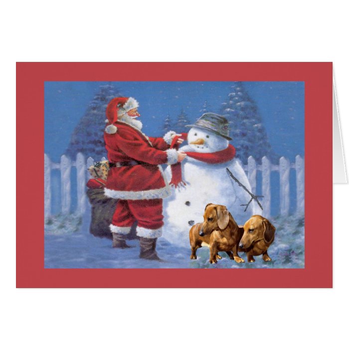 Dachshund Christmas Card Santa Snowman