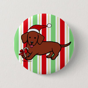Dachshund Christmas Cartoon Button
