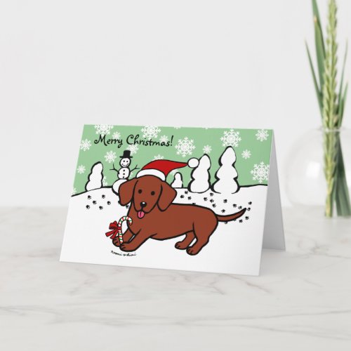 Dachshund Christmas Cartoon Holiday Card
