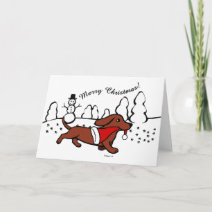 Dachshund Christmas Cartoon Holiday Card