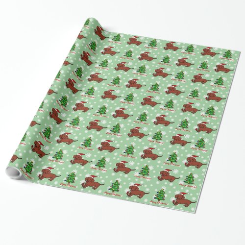 Dachshund Christmas Cartoon Wrapping Paper