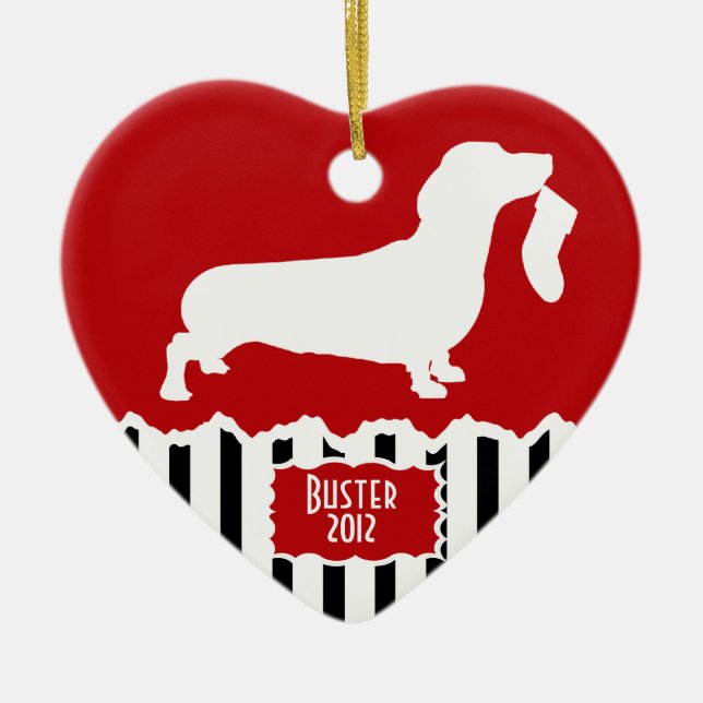 Dachshund Christmas Ceramic Ornament (Front)