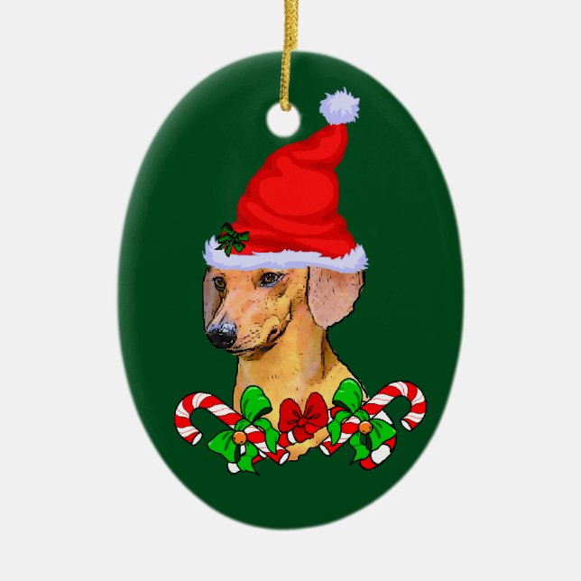 Dachshund Christmas Ceramic Ornament (Front)