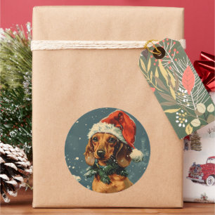 Dachshund Christmas Classic Round Sticker