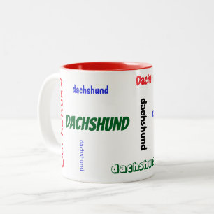 Dachshund Christmas Color Font Two-Tone Coffee Mug