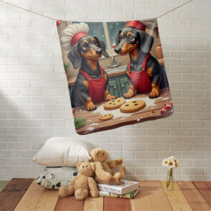 Dachshund Christmas Cookie Bakers Holiday Painting Baby Blanket