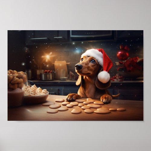 Dachshund Christmas Cookies Festive Holiday Poster
