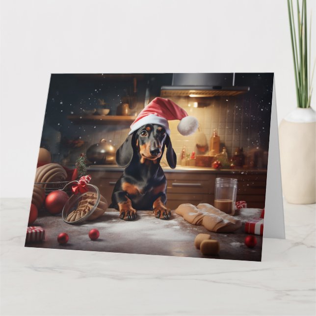 Dachshund Christmas Cookies Holiday Card (Front)