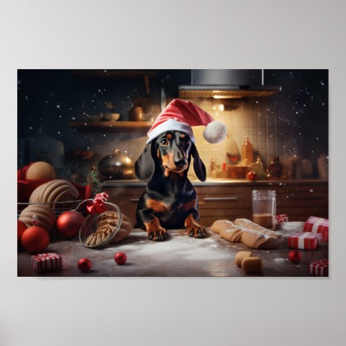 Dachshund Christmas Cookies Holiday Poster