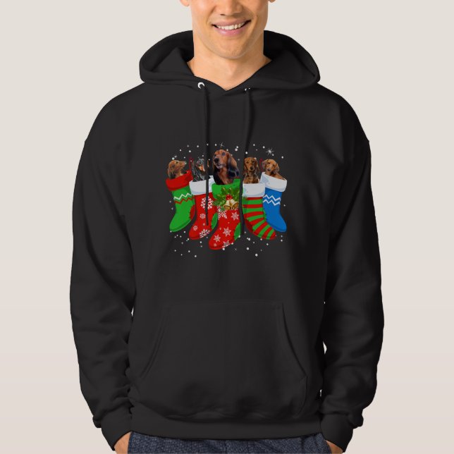 Dachshund Christmas Dachshund Dog Cute Socks Xmas  Hoodie (Front)