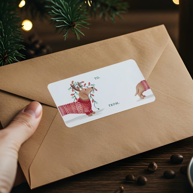 Dachshund Christmas Dog Cozy Sweater With Lights Label (Dachshund Christmas Dog Cozy Sweater With Lights Label)