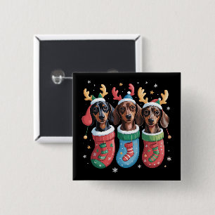 Dachshund Christmas Dog Lover Gift Holiday Button