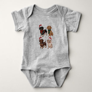 Dachshund Christmas Dog Mom Lover Xmas Gift Baby Bodysuit