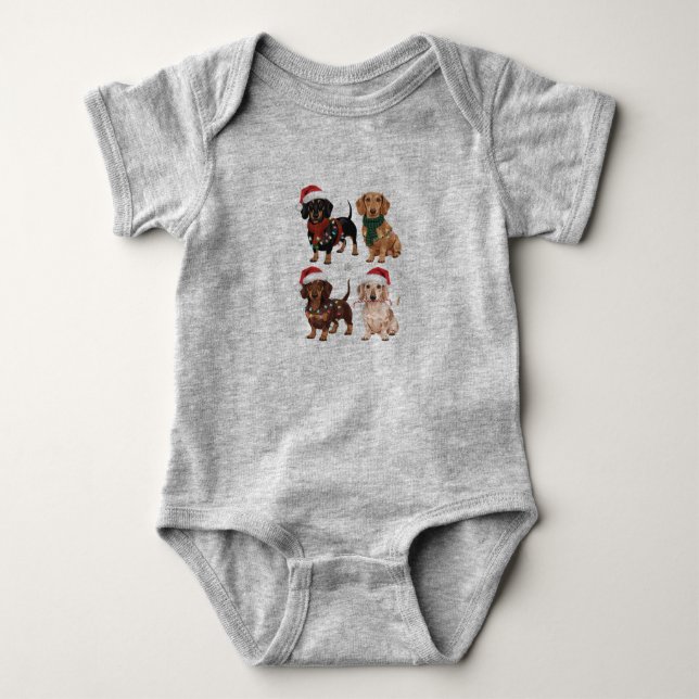 Dachshund Christmas Dog Mom Lover Xmas Gift Baby Bodysuit (Front)