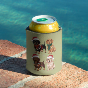Dachshund Christmas Dog Mom Lover Xmas Gift Can Cooler