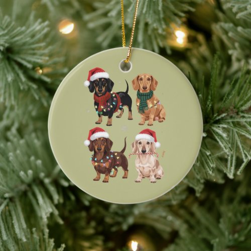 Dachshund Christmas Dog Mom Lover Xmas Gift Ceramic Ornament