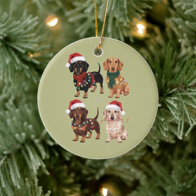 Dachshund Christmas Dog Mom Lover Xmas Gift Ceramic Ornament (Tree)