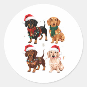 Dachshund Christmas Dog Mom Lover Xmas Gift Classic Round Sticker
