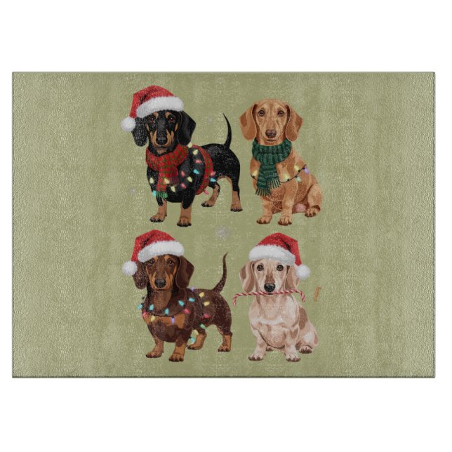 Dachshund Christmas Dog Mom Lover Xmas Gift Cutting Board (Front)