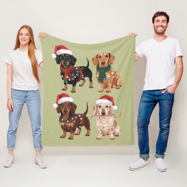Dachshund Christmas Dog Mom Lover Xmas Gift Fleece Blanket (In Situ)