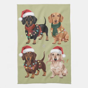 Dachshund Christmas Dog Mom Lover Xmas Gift Kitchen Towel