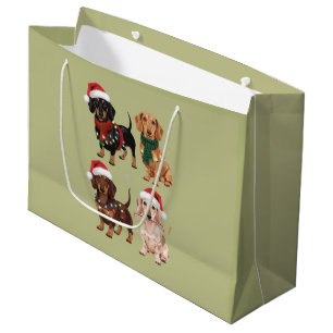 Dachshund Christmas Dog Mom Lover Xmas Gift Large Gift Bag