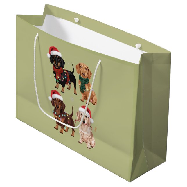 Dachshund Christmas Dog Mom Lover Xmas Gift Large Gift Bag (Front Angled)
