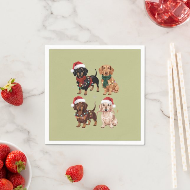 Dachshund Christmas Dog Mom Lover Xmas Gift Napkins (Insitu)