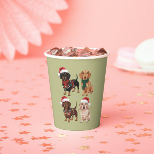 Dachshund Christmas Dog Mom Lover Xmas Gift Paper Cups