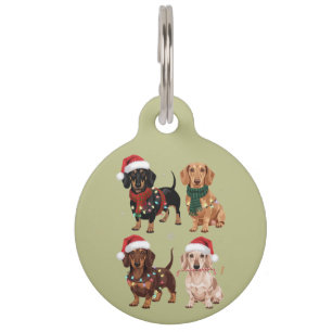 Dachshund Christmas Dog Mom Lover Xmas Gift Pet ID Tag