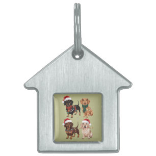 Dachshund Christmas Dog Mom Lover Xmas Gift Pet ID Tag