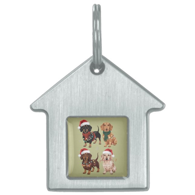Dachshund Christmas Dog Mom Lover Xmas Gift Pet ID Tag (Front)