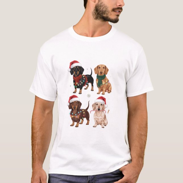 Dachshund Christmas Dog Mom Lover Xmas Gift T-Shirt (Front)